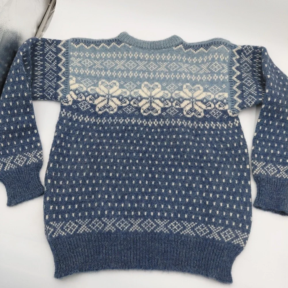 Vtg Dale Of Norway 100% Wool Mens M Sweater Crew Neck Blue Nordic Fair Isle